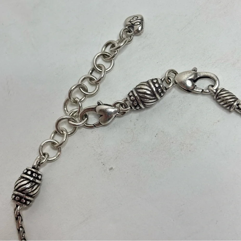 Brighton Silver Woven Chain April Birthstone Reversible Heart Pendant Necklace - Picture 8 of 8